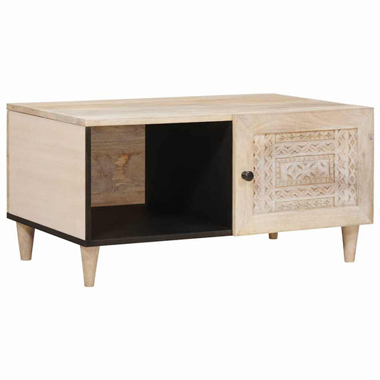 Coffee Table with Shelf Beige 80 x 50 x 40 cm Solid mango wood