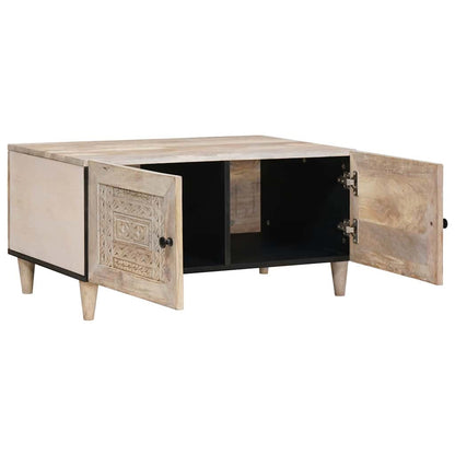 Coffee Table with Door Beige 80 x 50 x 40 cm Solid mango wood