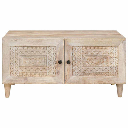 Coffee Table with Door Beige 80 x 50 x 40 cm Solid mango wood