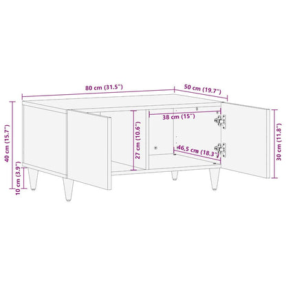 Coffee Table with Door Beige 80 x 50 x 40 cm Solid mango wood