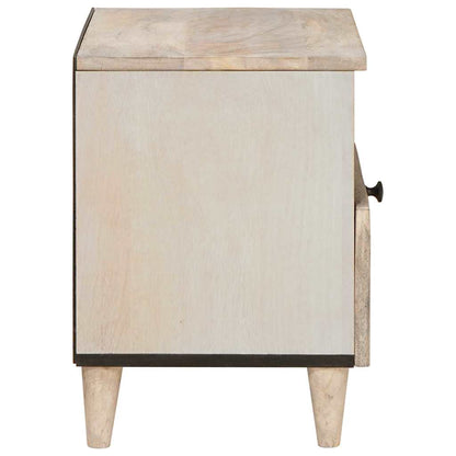 Bedside Table Beige 40 x 33 x 46 cm Solid mango wood