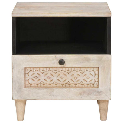 Bedside Table 2 pcs Beige 40 x 33 x 46 cm Solid mango wood