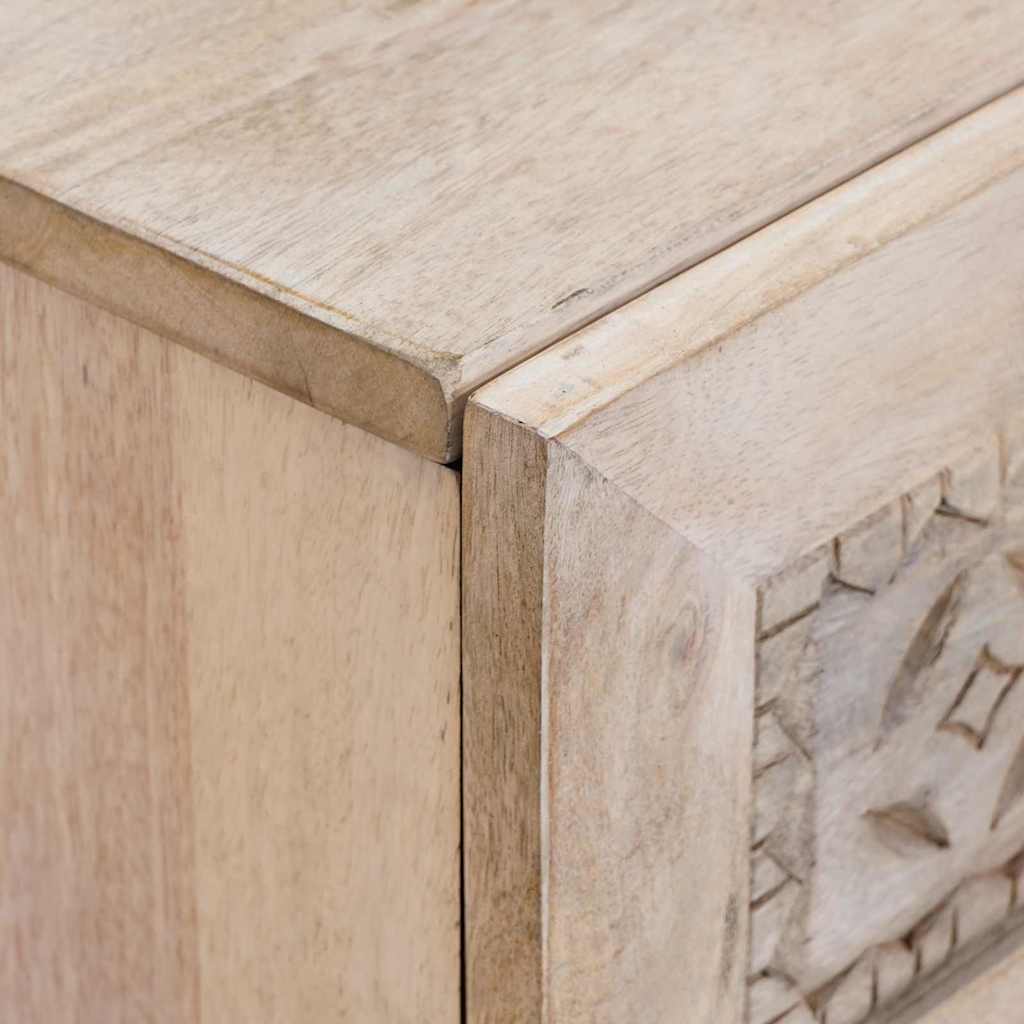 Bedside Table Beige 50 x 33 x 60 cm Solid mango wood