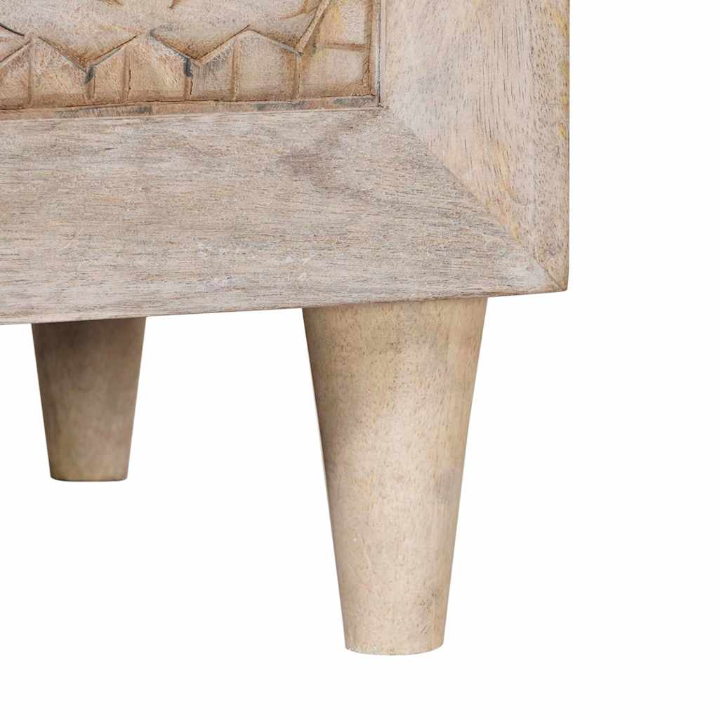 Bedside Table Beige 50 x 33 x 60 cm Solid mango wood