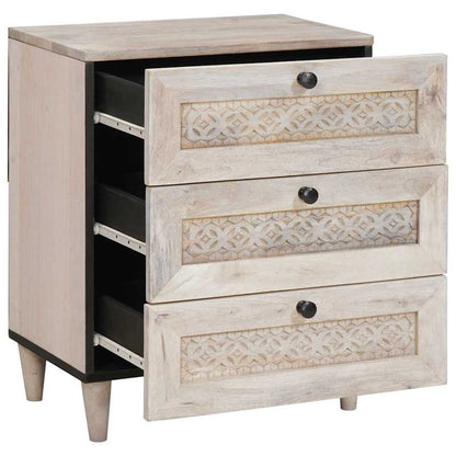 Bedside Table Beige 50 x 33 x 60 cm Solid mango wood