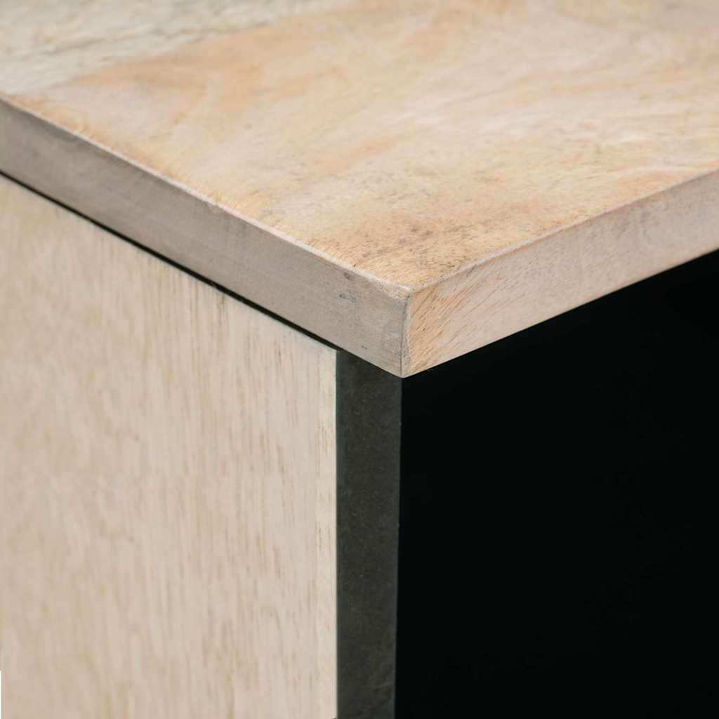 Bedside Table with Shelf Beige 50 x 33 x 60 cm Solid mango wood