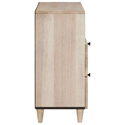Bedside Table with Shelf Beige 50 x 33 x 60 cm Solid mango wood