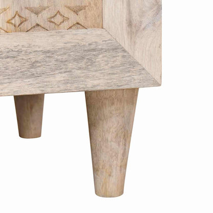 Bedside Table with Door Beige 50 x 33 x 60 cm Solid mango wood