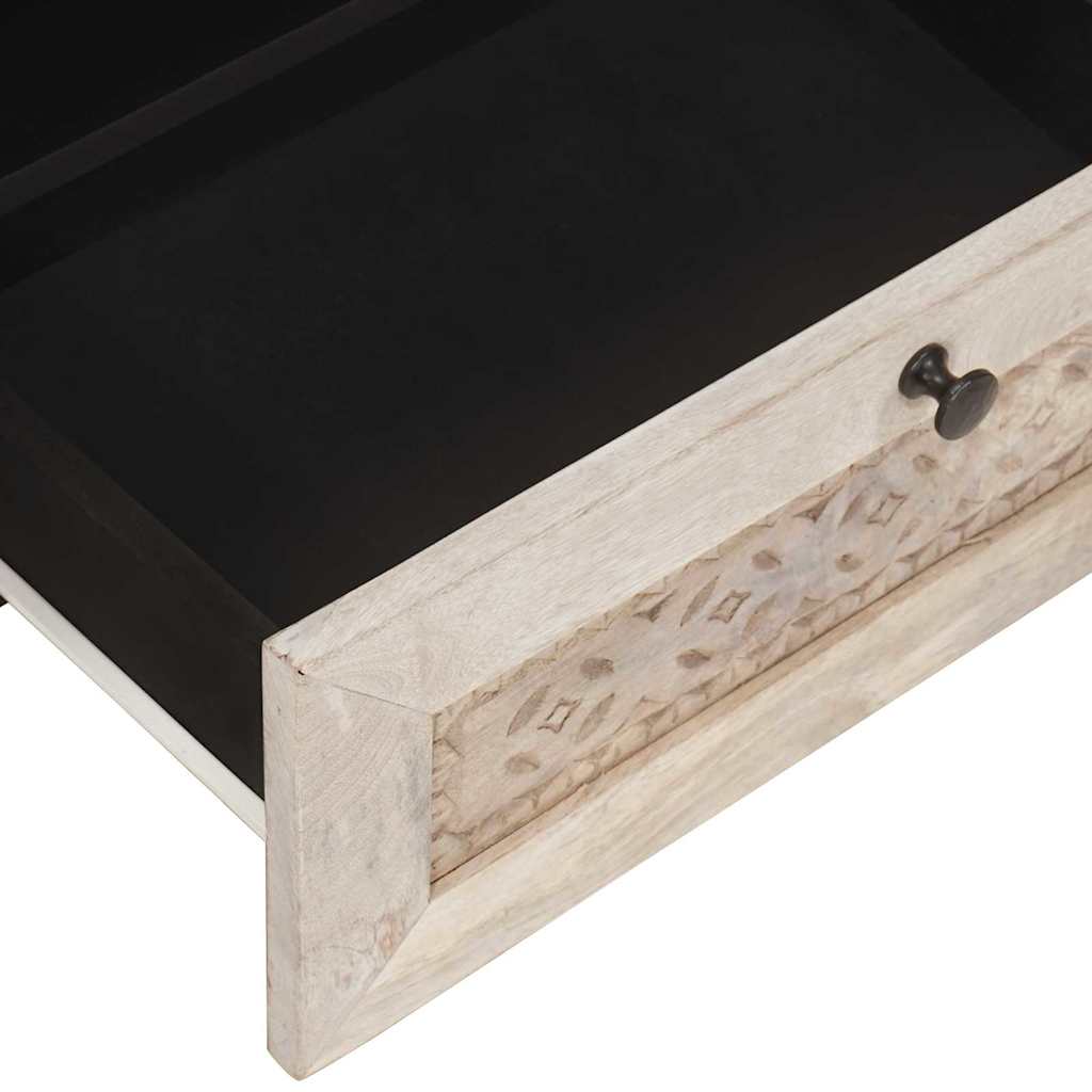 TV Cabinet with Drawer White 80 x 33 x 46 cm Solid mango wood