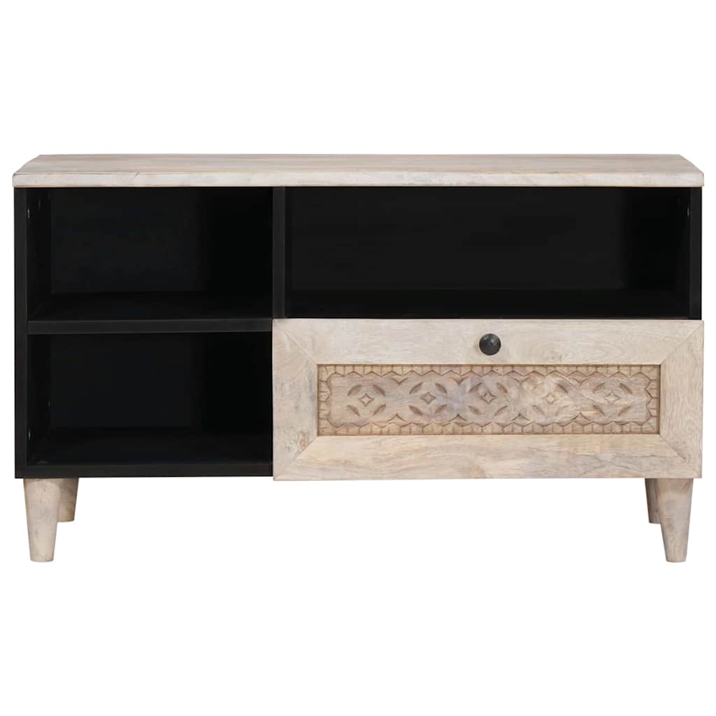 TV Cabinet with Drawer White 80 x 33 x 46 cm Solid mango wood