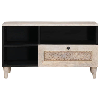 TV Cabinet with Drawer White 80 x 33 x 46 cm Solid mango wood