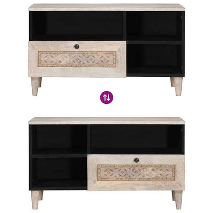 TV Cabinet with Drawer White 80 x 33 x 46 cm Solid mango wood