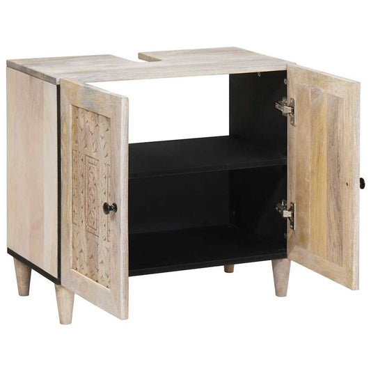 Bathroom Cabinet White 62 x 33 x 58 cm Solid Wood Mango