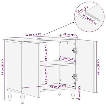 Bathroom Cabinet White 62 x 33 x 58 cm Solid Wood Mango