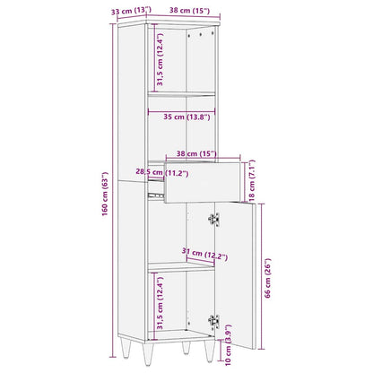 Bathroom Cabinet White 38 x 33.5 x 160 cm Solid Wood Mango
