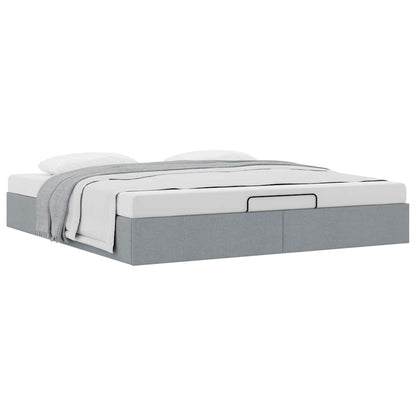 Ottoman Bed Frame without Mattress Light Grey Super King Fabric
