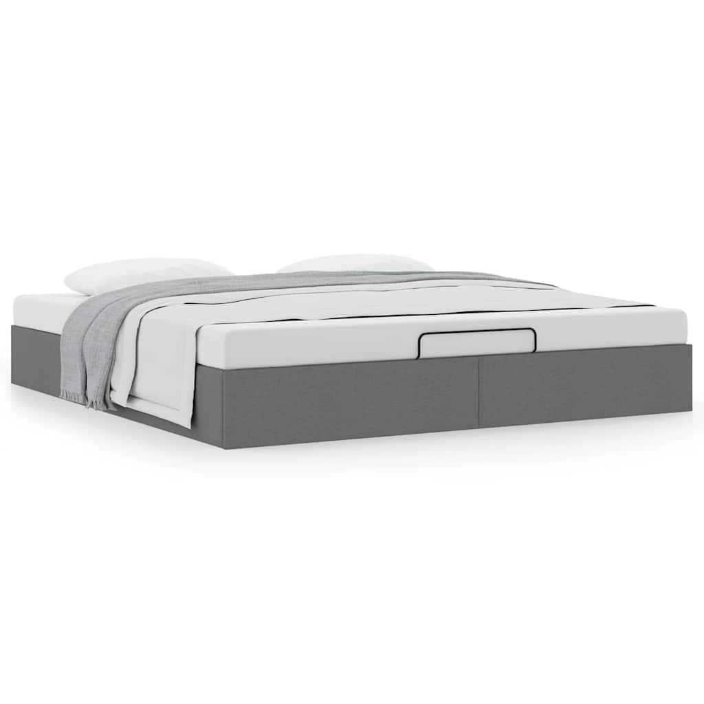Ottoman Bed Frame without Mattress Dark Grey Super King Fabric