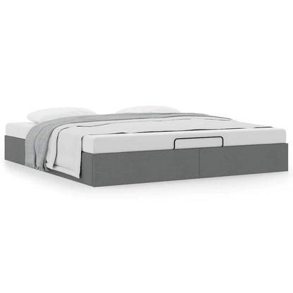 Ottoman Bed Frame without Mattress Dark Grey Super King Fabric