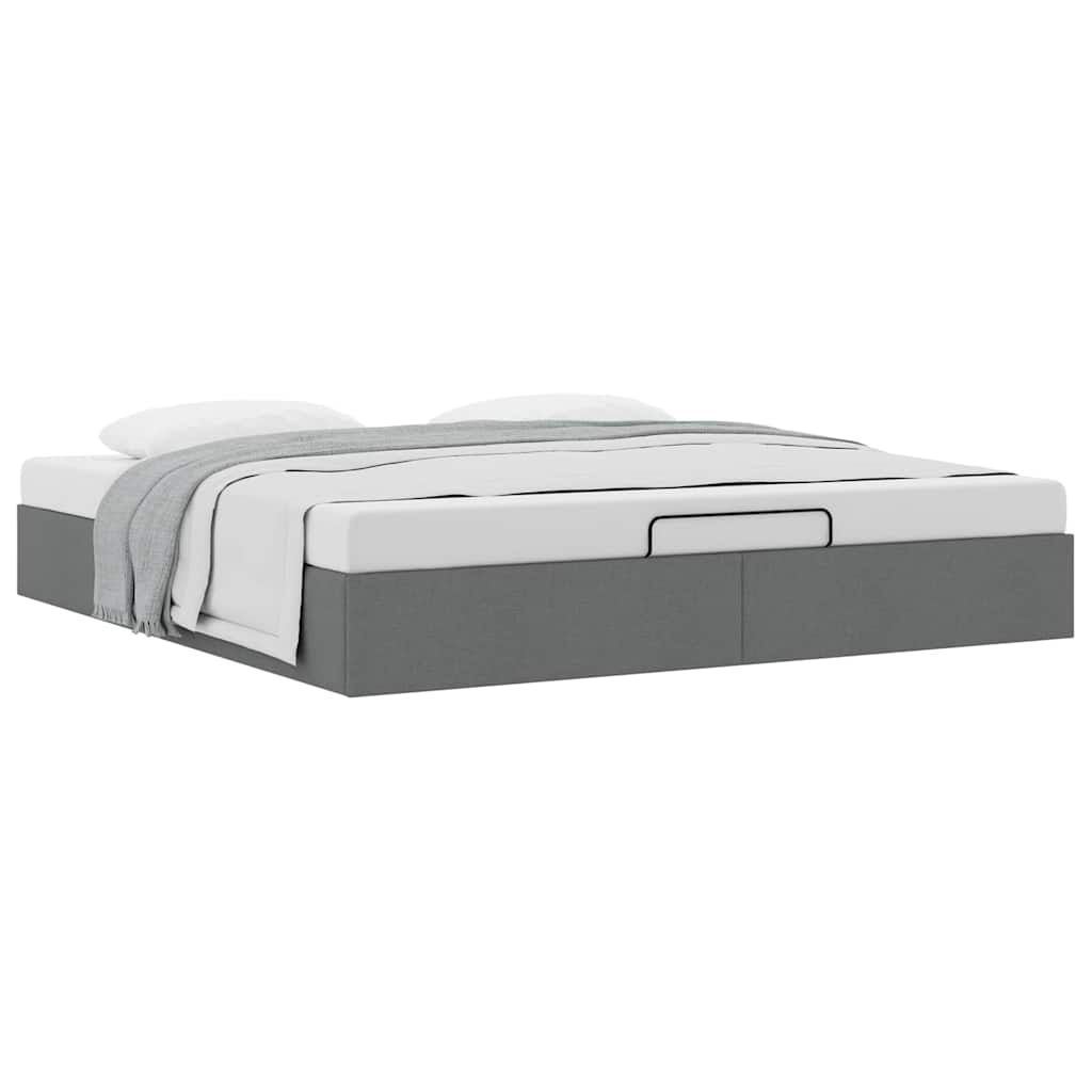 Ottoman Bed Frame without Mattress Dark Grey Super King Fabric