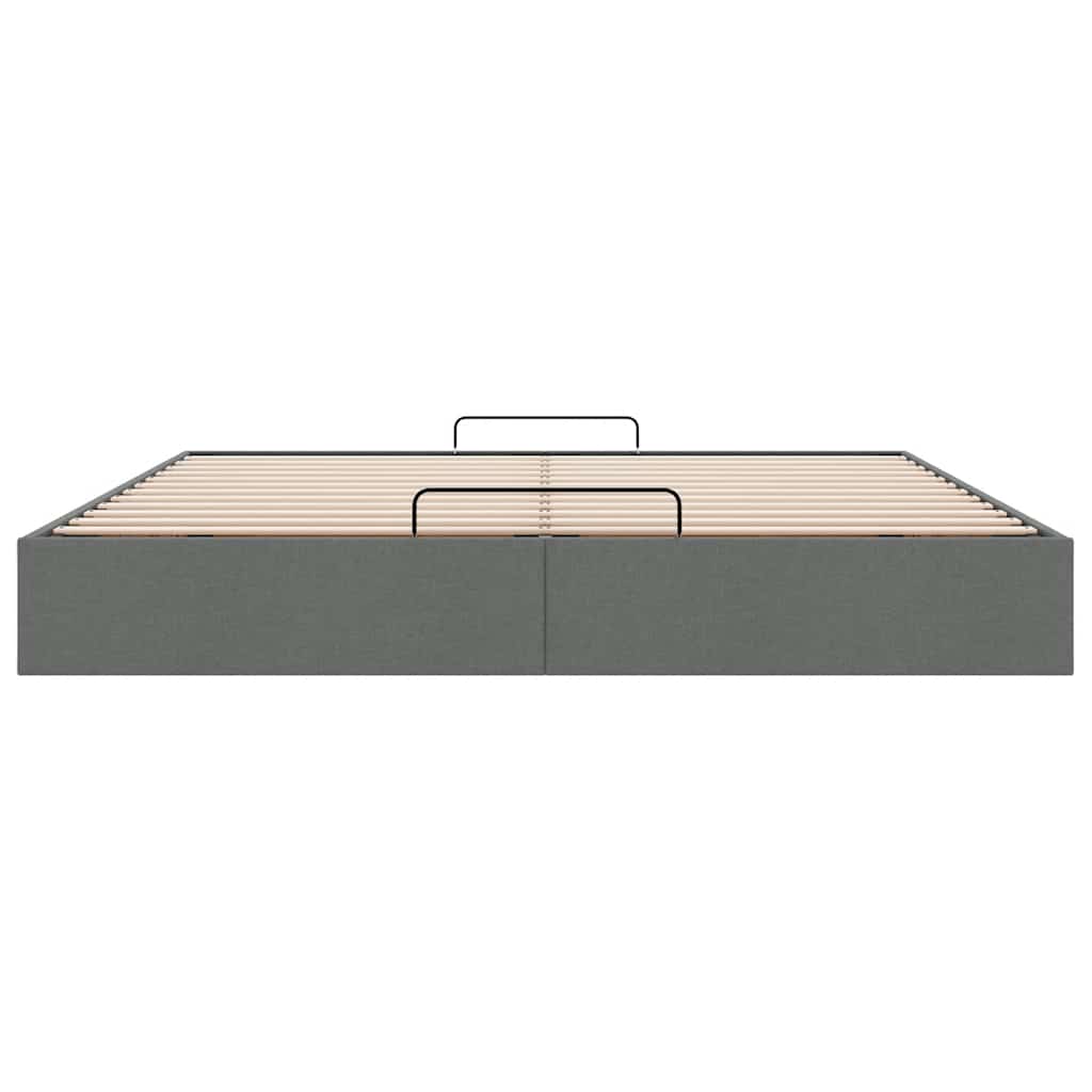 Ottoman Bed Frame without Mattress Dark Grey Super King Fabric