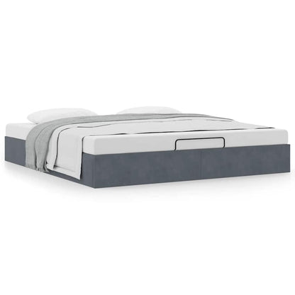 Ottoman Bed Frame No Mattress Dark Grey 200x200 cm Velvet