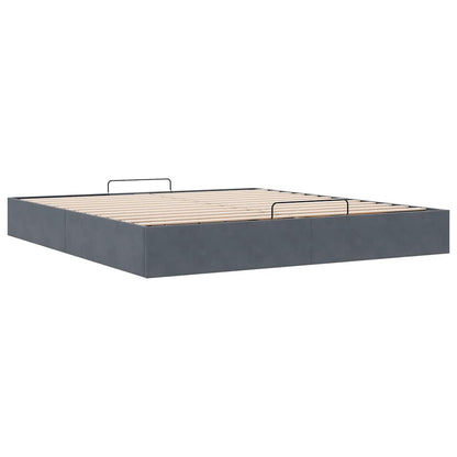 Ottoman Bed Frame No Mattress Dark Grey 200x200 cm Velvet