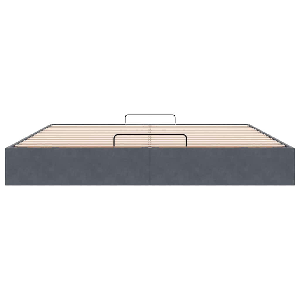 Ottoman Bed Frame No Mattress Dark Grey 200x200 cm Velvet