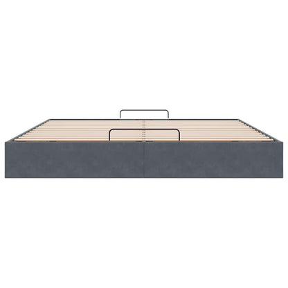 Ottoman Bed Frame No Mattress Dark Grey 200x200 cm Velvet