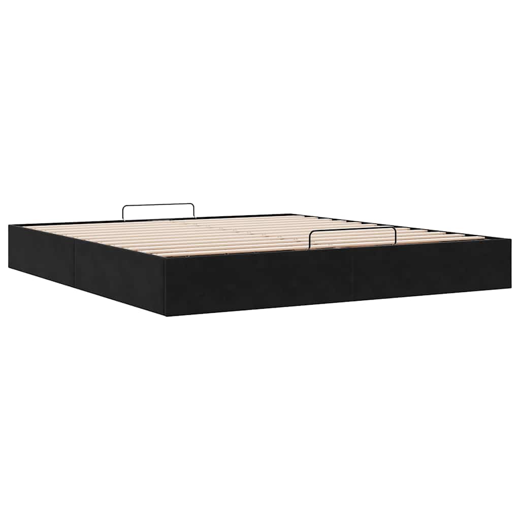 Ottoman Bed Frame No Mattress Black 200x200 cm Velvet