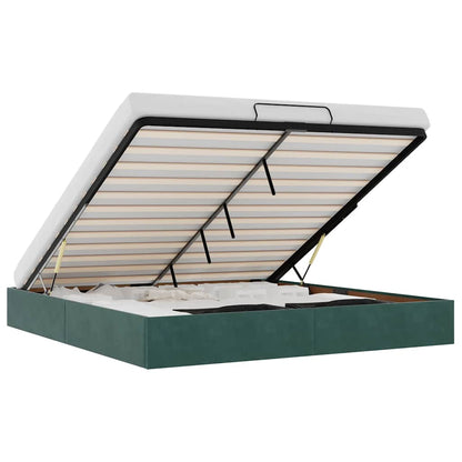 Ottoman Bed Frame No Mattress Dark Green 200x200 cm Velvet