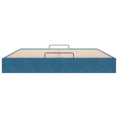 Ottoman Bed Frame No Mattress Dark Blue 200x200 cm Velvet
