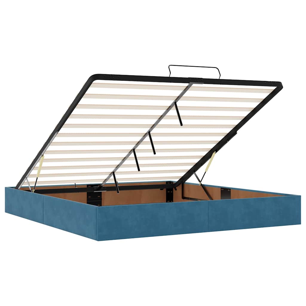 Ottoman Bed Frame No Mattress Dark Blue 200x200 cm Velvet