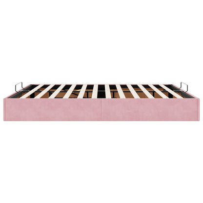 Ottoman Bed Frame No Mattress Pink 200x200 cm Velvet