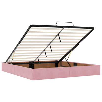 Ottoman Bed Frame No Mattress Pink 200x200 cm Velvet