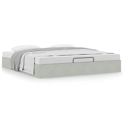 Ottoman Bed Frame No Mattress Light Grey Super King Velvet