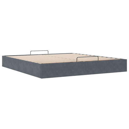 Ottoman Bed Frame No Mattress Dark Grey Super King Velvet