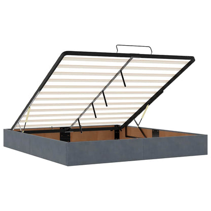 Ottoman Bed Frame No Mattress Dark Grey Super King Velvet