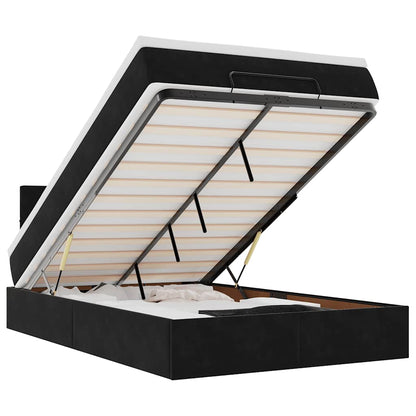 Ottoman Bed with Mattress & LEDs Black 120x200cm Velvet