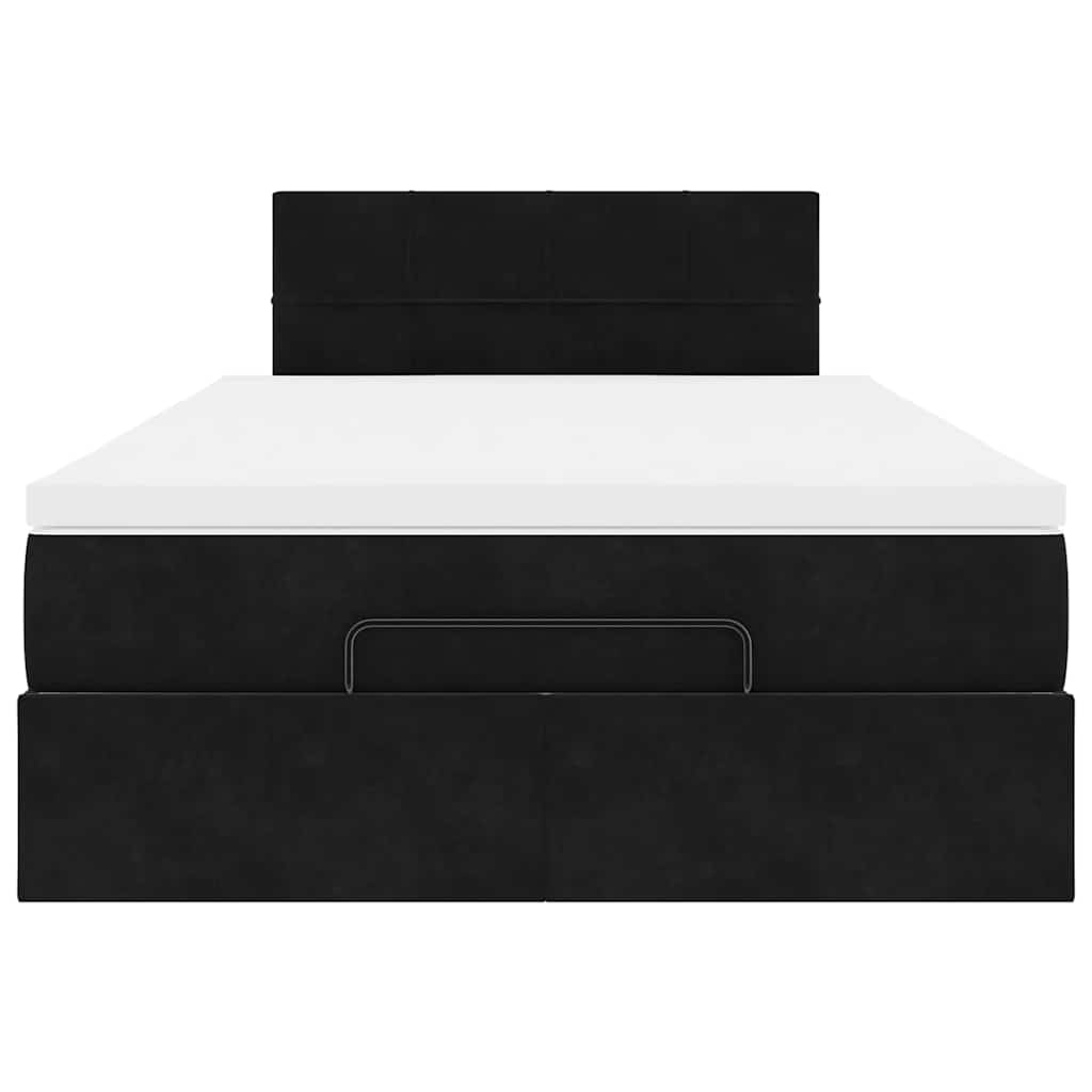 Ottoman Bed with Mattress & LEDs Black 120x200cm Velvet