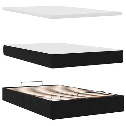 Ottoman Bed with Mattress & LEDs Black 120x200cm Velvet