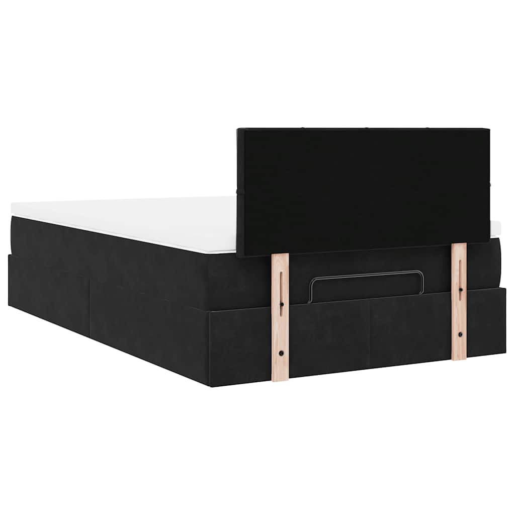 Ottoman Bed with Mattress & LEDs Black 120x200cm Velvet