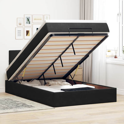 Ottoman Bed with Mattress & LEDs Black 120x200cm Velvet