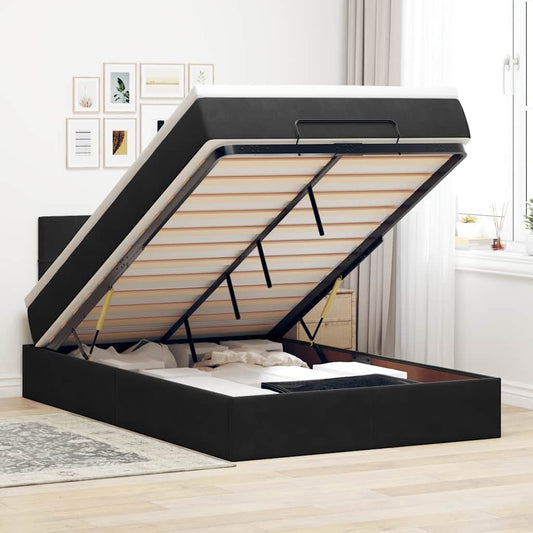 Ottoman Bed with Mattress & LEDs Black 120x200cm Velvet