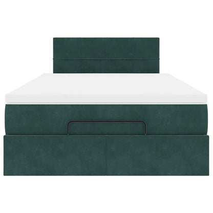Ottoman Bed with Mattress & LEDs Dark Green 120x200cm Velvet