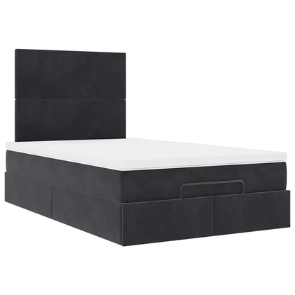 Ottoman Bed with Mattresses Black 120x200cm Velvet