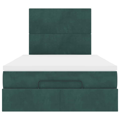 Ottoman Bed with Mattresses Dark Green 120x200cm Velvet