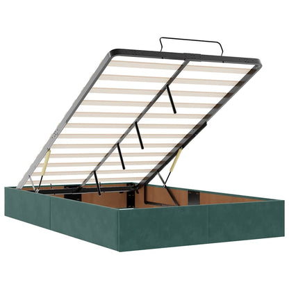 Ottoman Bed with Mattresses Dark Green 120x200cm Velvet