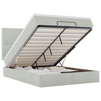 Ottoman Bed with Mattresses Light Grey 140x200cm Velvet