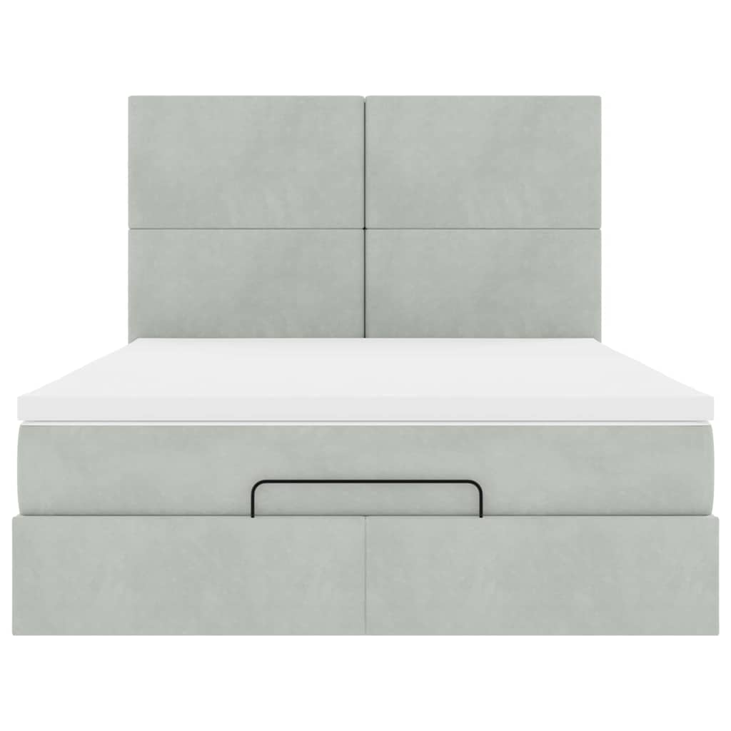 Ottoman Bed with Mattresses Light Grey 140x200cm Velvet
