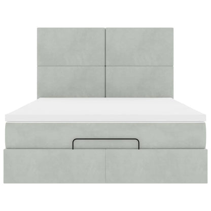 Ottoman Bed with Mattresses Light Grey 140x200cm Velvet